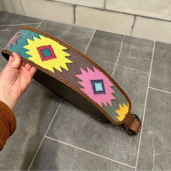 3D western belt wide boho pink leather southwest yellow purple colorful - Picture 7 of 12